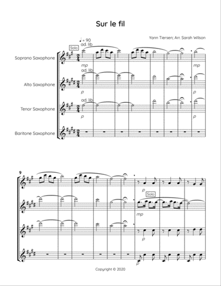 Sur Le Fil Woodwind Quartet scores gallery preview page 1