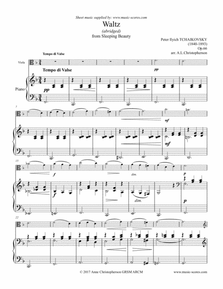 Sleeping Beauty Waltz - Viola and Piano image number null