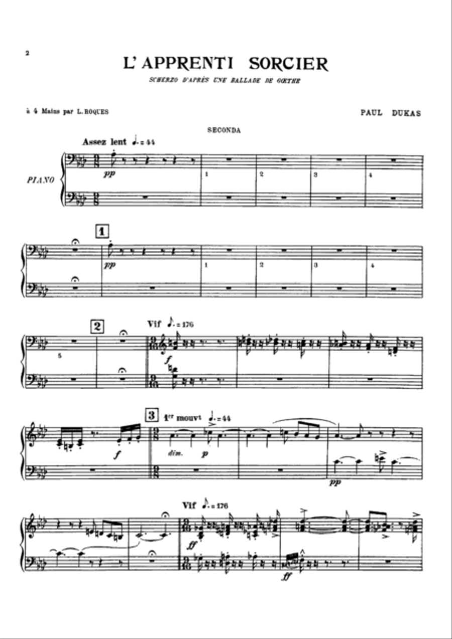 Dukas L'apprenti Sorcier, for piano duet(1 piano, 4 hands), PD811 1 Piano, 4-Hands scores gallery preview page 1