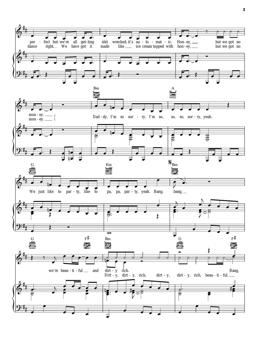 Beautiful, Dirty, Rich Piano, Vocal, Guitar scores gallery preview page 2