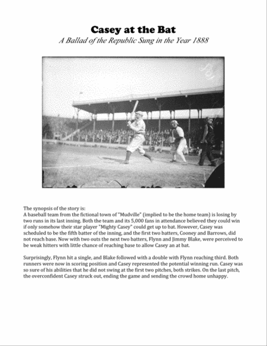 Casey at the Bat for Brass Quintet, Percussion and Narrator Brass Ensemble scores gallery preview page 2