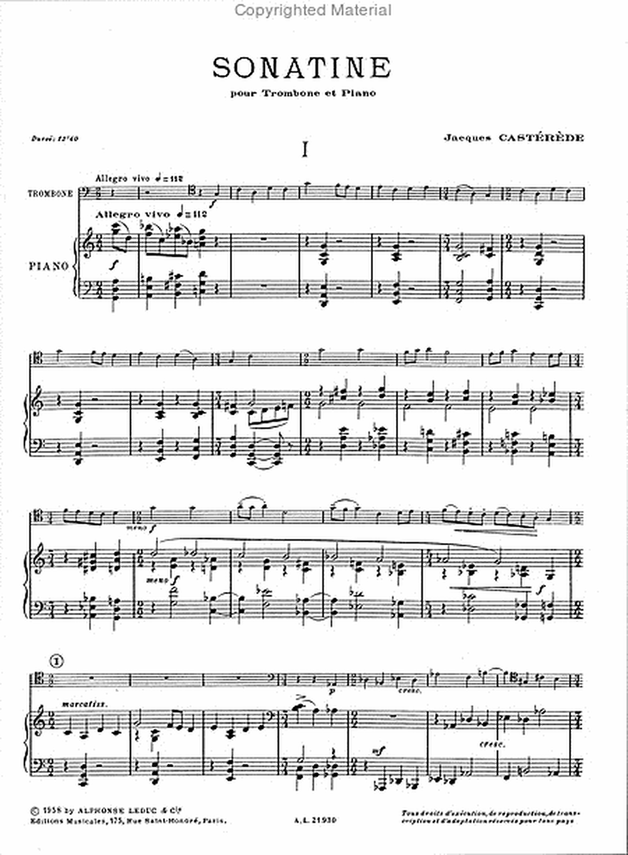 Sonatine - Trombone Et Piano