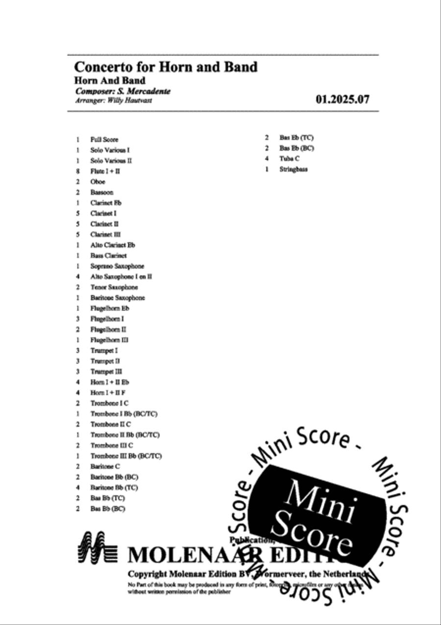 Concerto for Horn and Band Concert Band scores gallery preview page 4