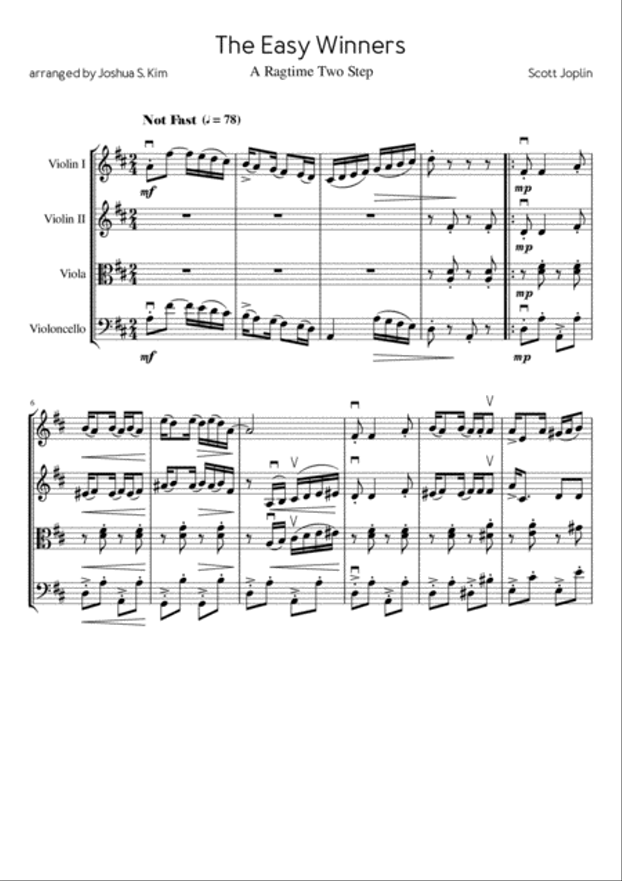 The Easy Winners for String Quartet (