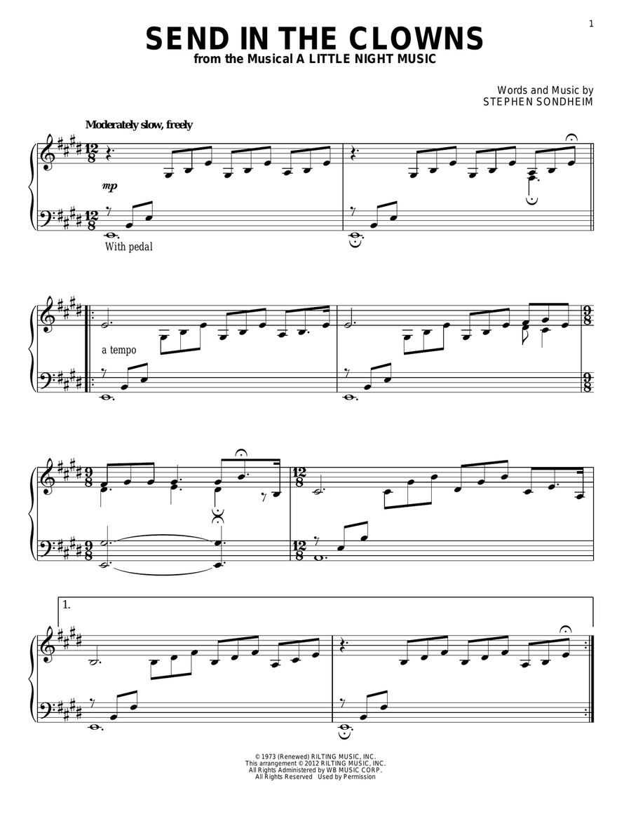 Send In The Clowns (from A Little Night Music) Piano Solo scores gallery preview page 1