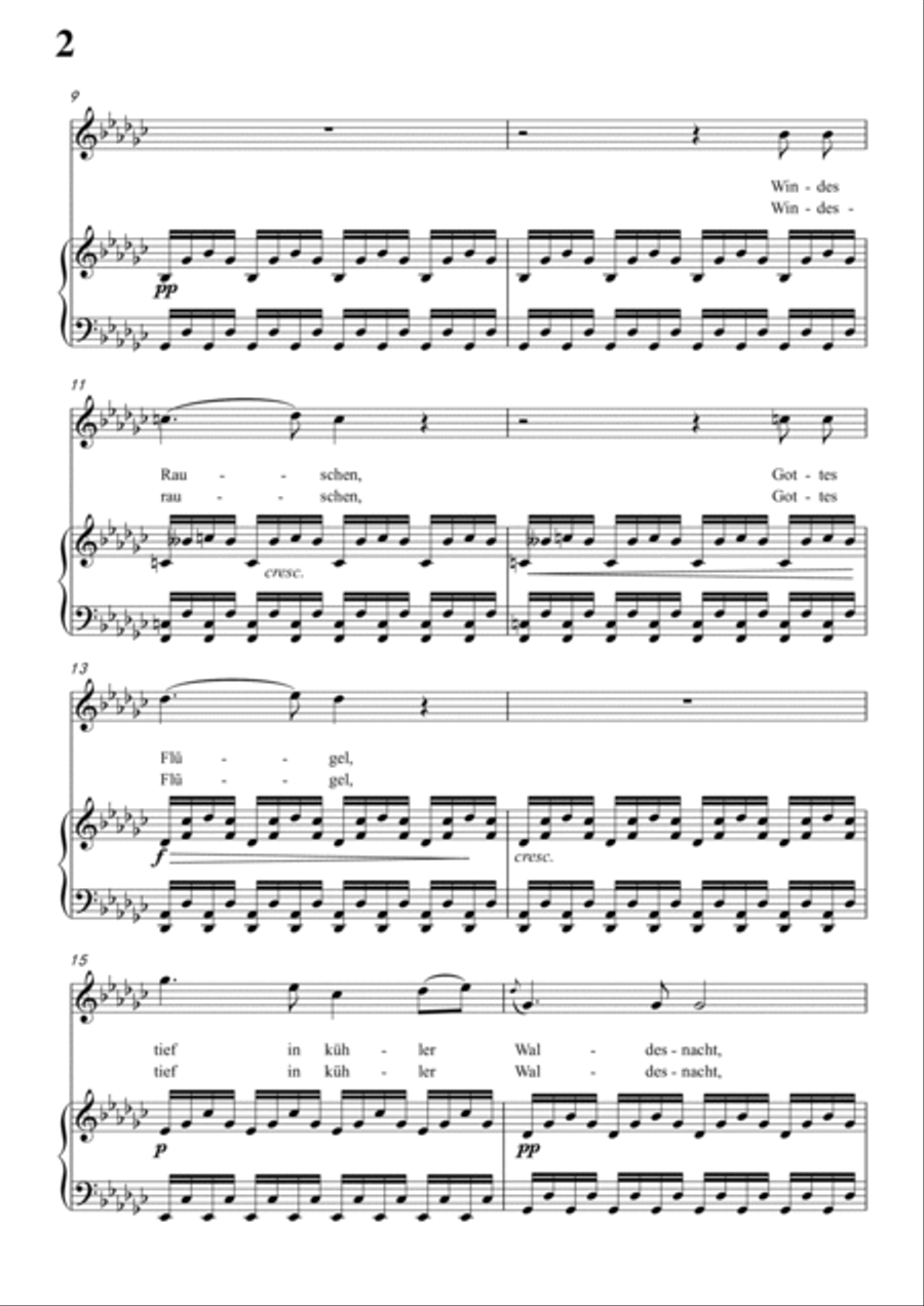 Schubert-Waldes-Nacht in bG for Vocal and Piano Voice scores gallery preview page 3
