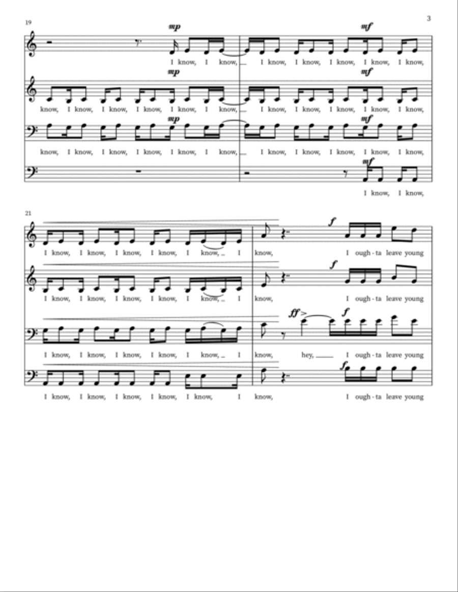 Ain't No Sunshine 4-Part scores gallery preview page 3