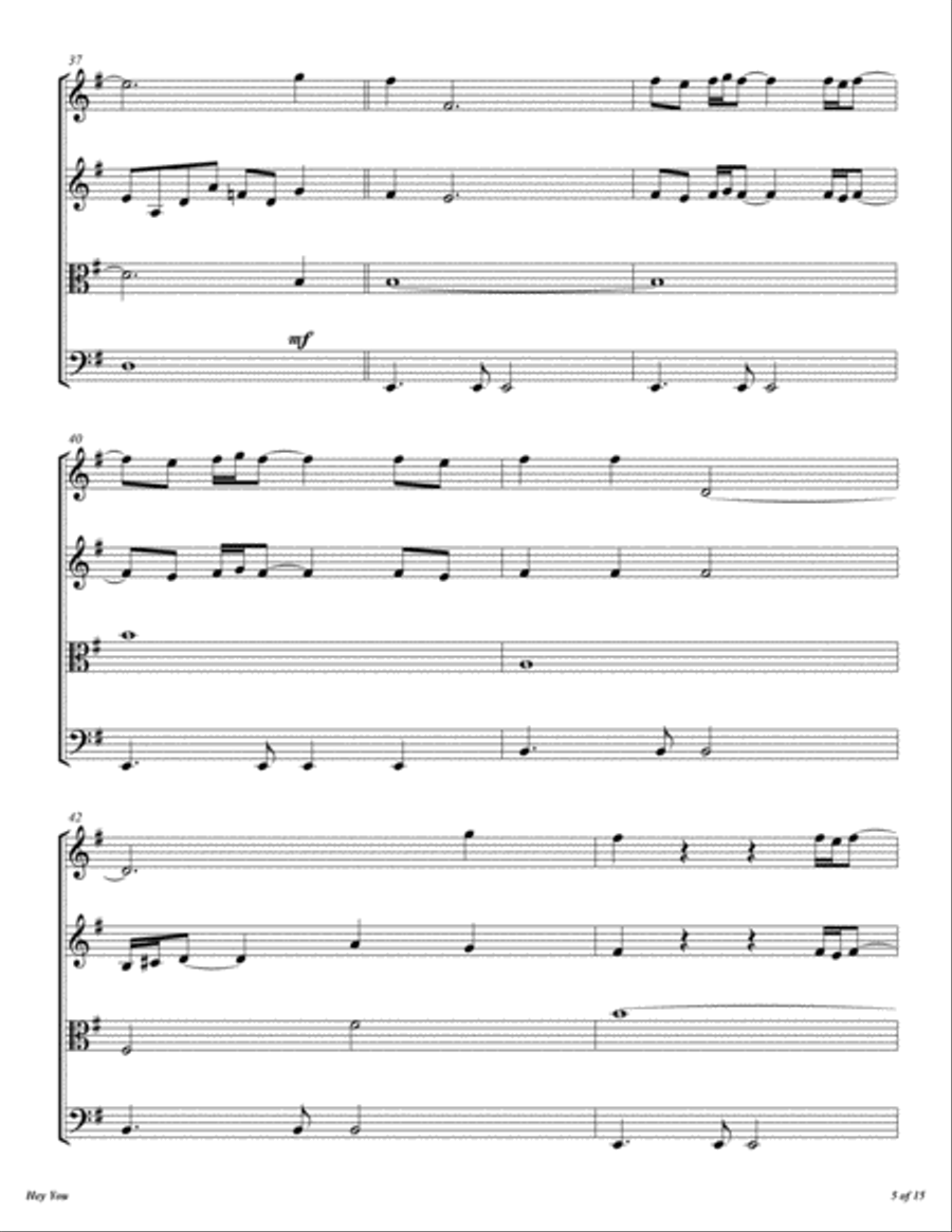 Hey You String Quartet scores gallery preview page 6