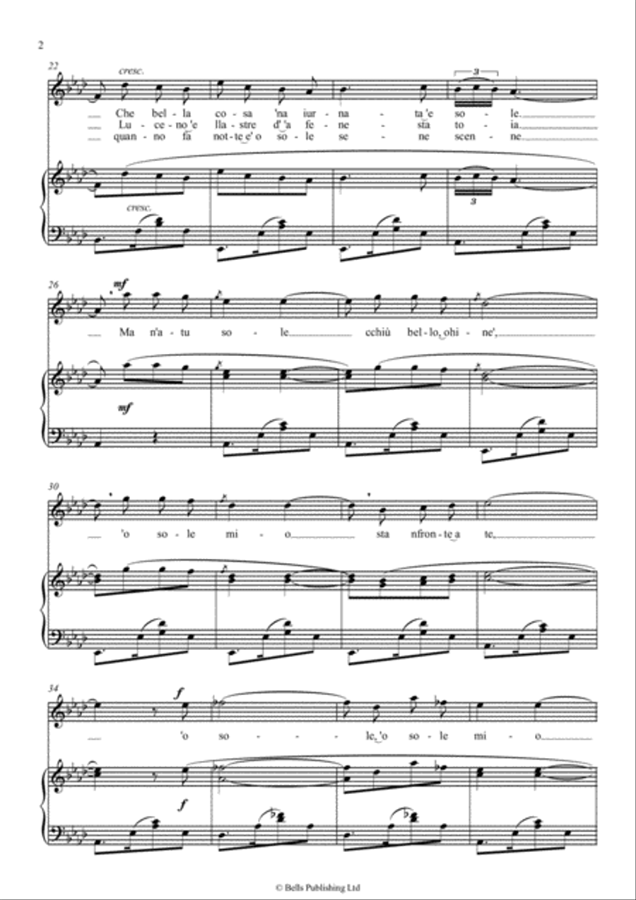 O sole mio! (A-flat Major) Voice Solo scores gallery preview page 2