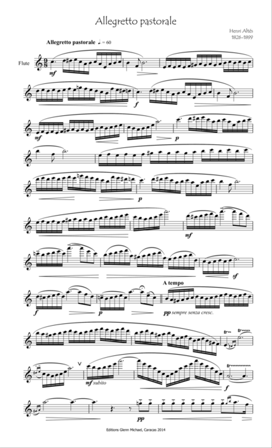 Allegretto Pastorale for Solo Flute Flute Solo scores gallery preview page 2