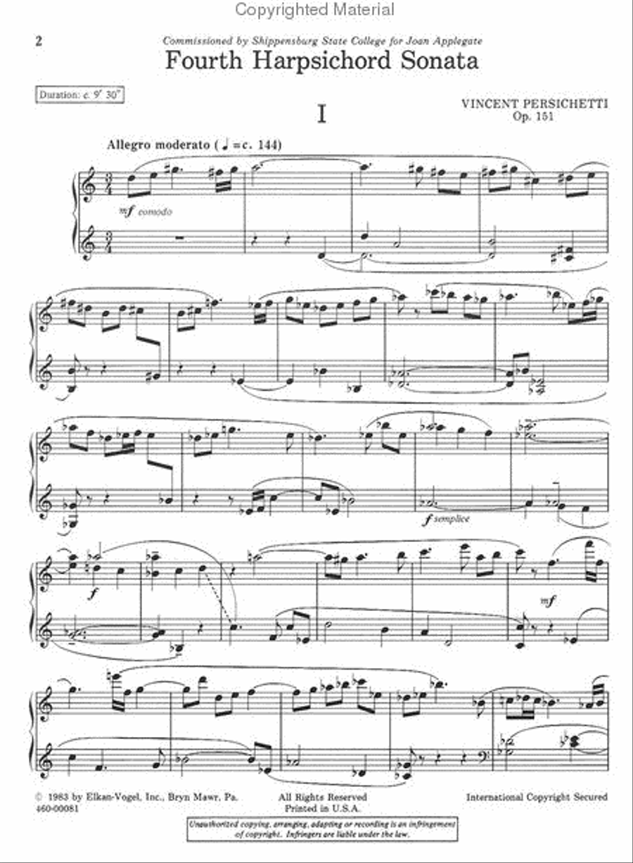 Fourth Harpsichord Sonata Chamber Music scores gallery preview page 2