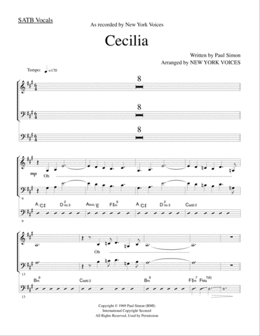 Cecilia 4-Part scores gallery preview page 4