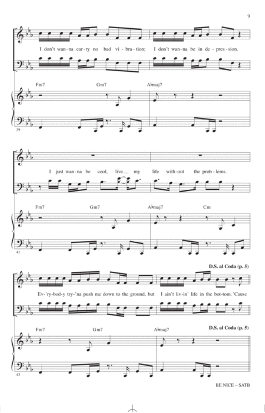 Be Nice (feat. Snoop Dogg) (arr. Alan Billingsley) 4-Part scores gallery preview page 8