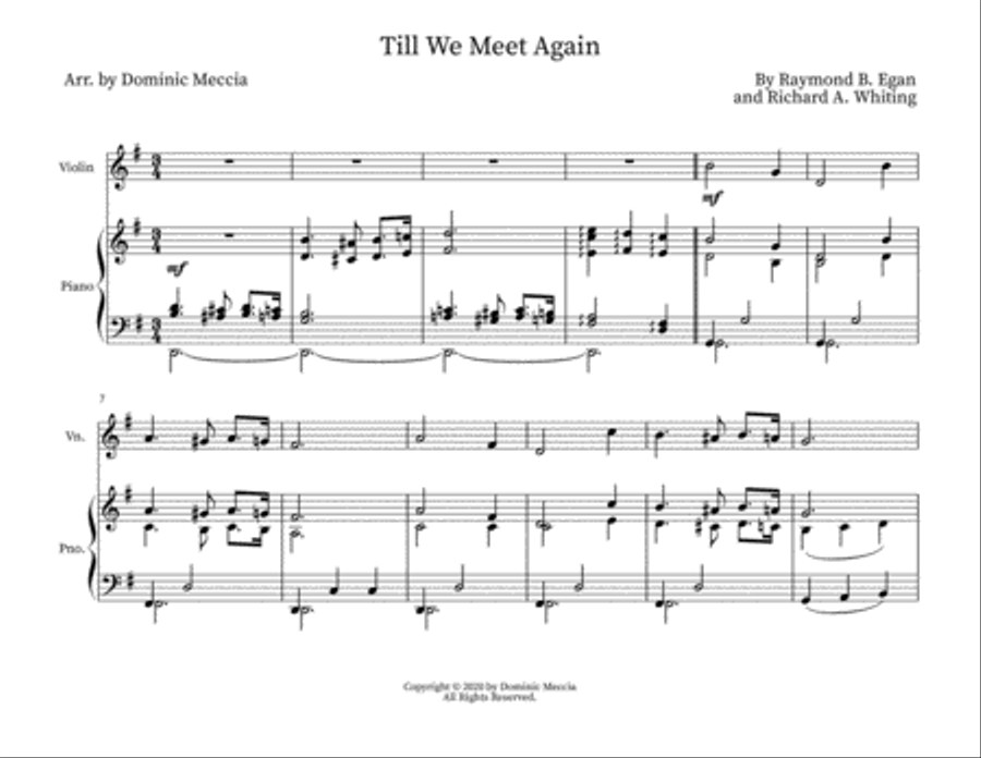 Till We Meet Again Violin Solo scores gallery preview page 1