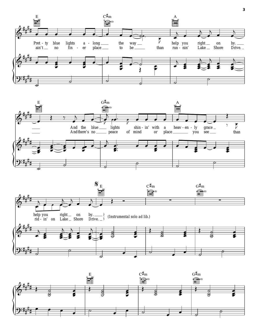Lake Shore Drive Piano, Vocal, Guitar scores gallery preview page 3