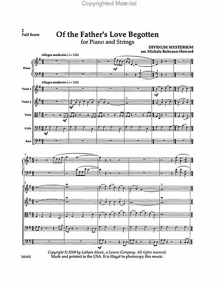 Of the Father's Love Begotten for Piano and String Orchestra image number null