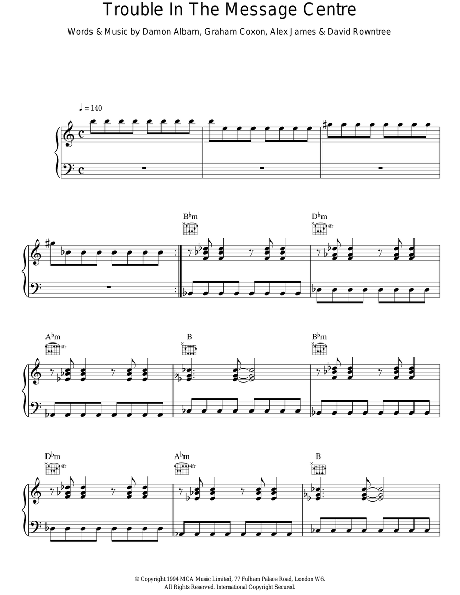 Trouble In The Message Centre Acoustic Guitar scores gallery preview page 1