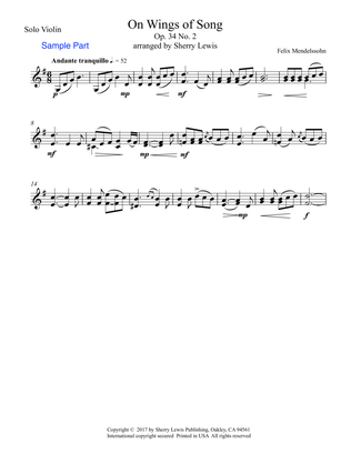 ON WINGS OF SONG for Solo Violin, Intermediate Level