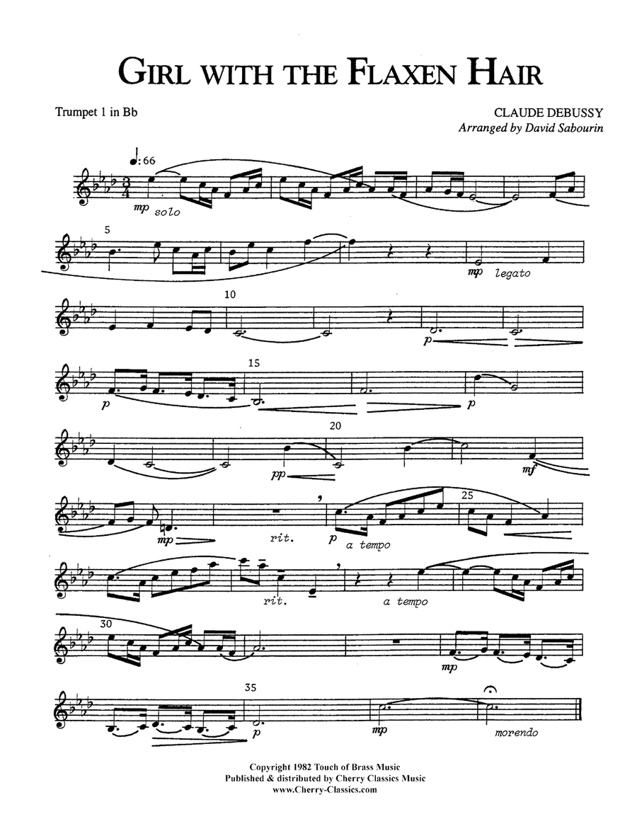 Girl with the Flaxen Hair for Brass Quintet Brass Quintet scores gallery preview page 4