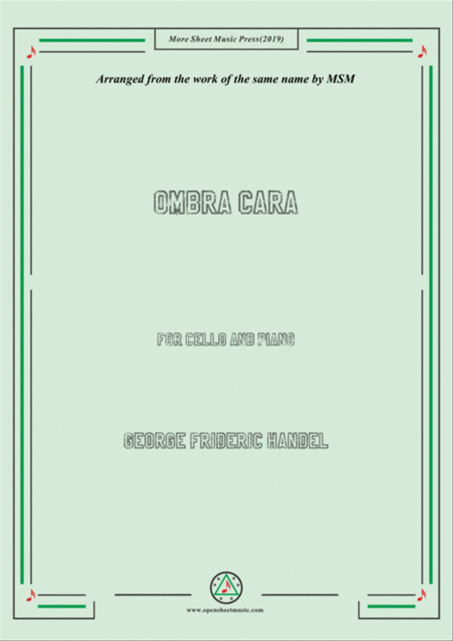 Handel-Ombra cara,for Cello and Piano Piano scores gallery preview page 1