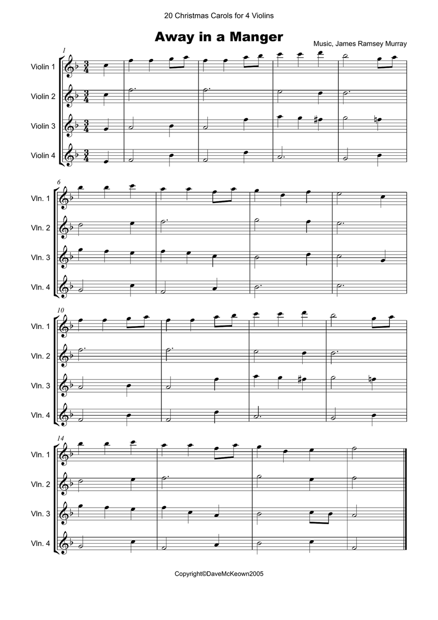 20 Favourite Christmas Carols for Violin Quartet String Quartet scores gallery preview page 2