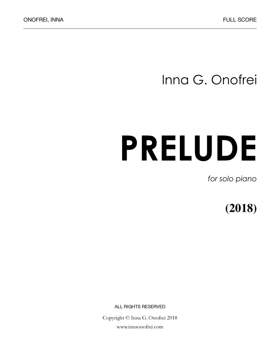 PRELUDE in a minor Piano Solo scores gallery preview page 1