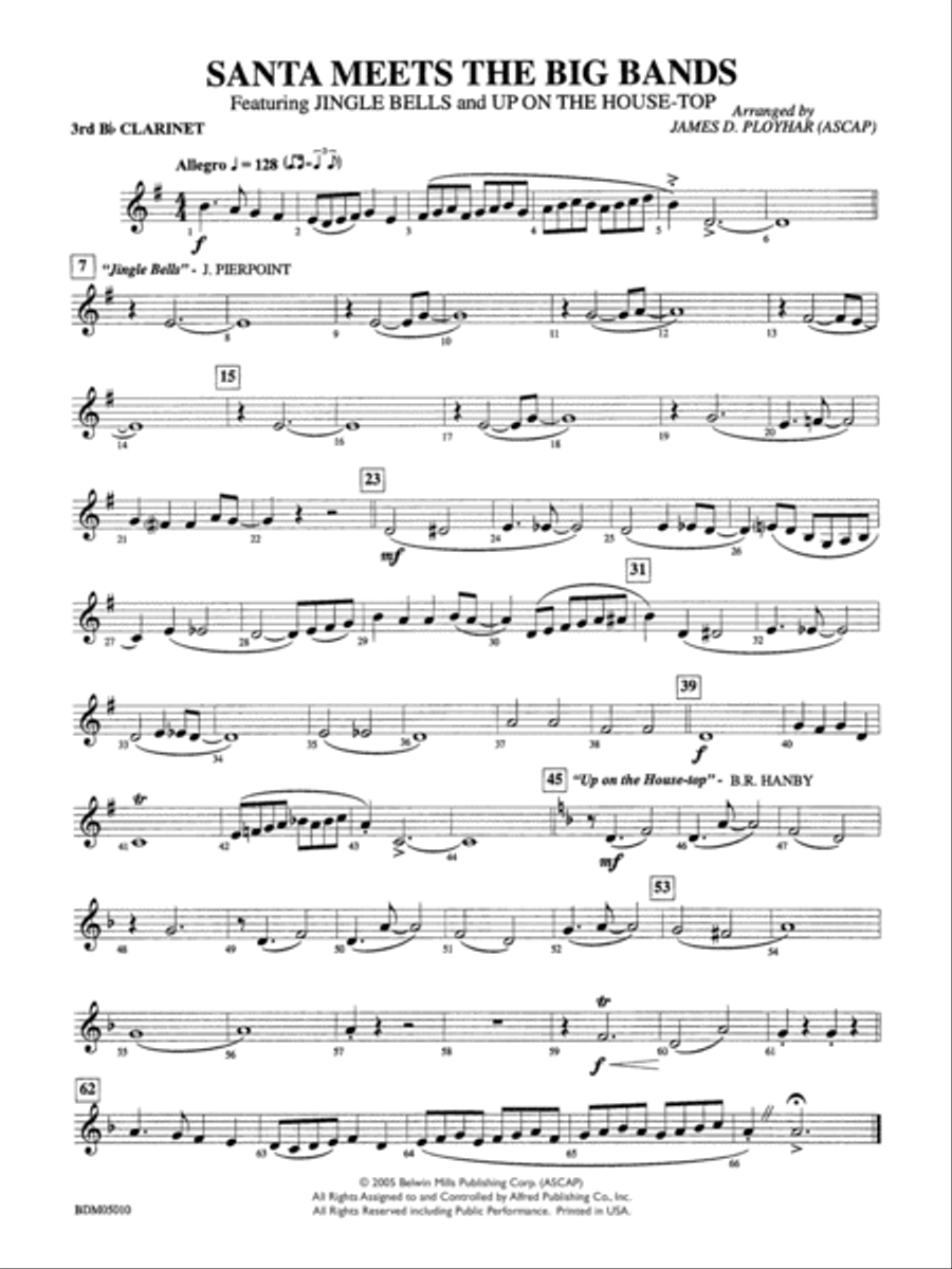 Santa Meets the Big Bands: 3rd B-flat Clarinet Concert Band scores gallery preview page 1