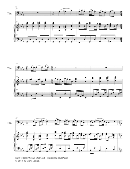 NOW THANK WE ALL OUR GOD (Duet – Trombone and Piano/Score and Parts) image number null