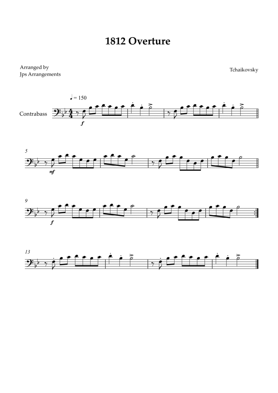 1812 Overture for Contrabass Double Bass scores gallery preview page 1