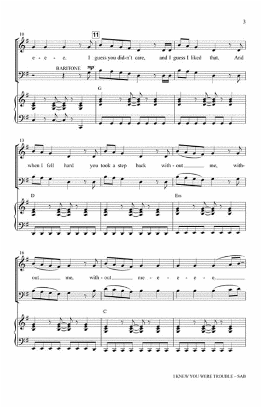 I Knew You Were Trouble 3-Part scores gallery preview page 3