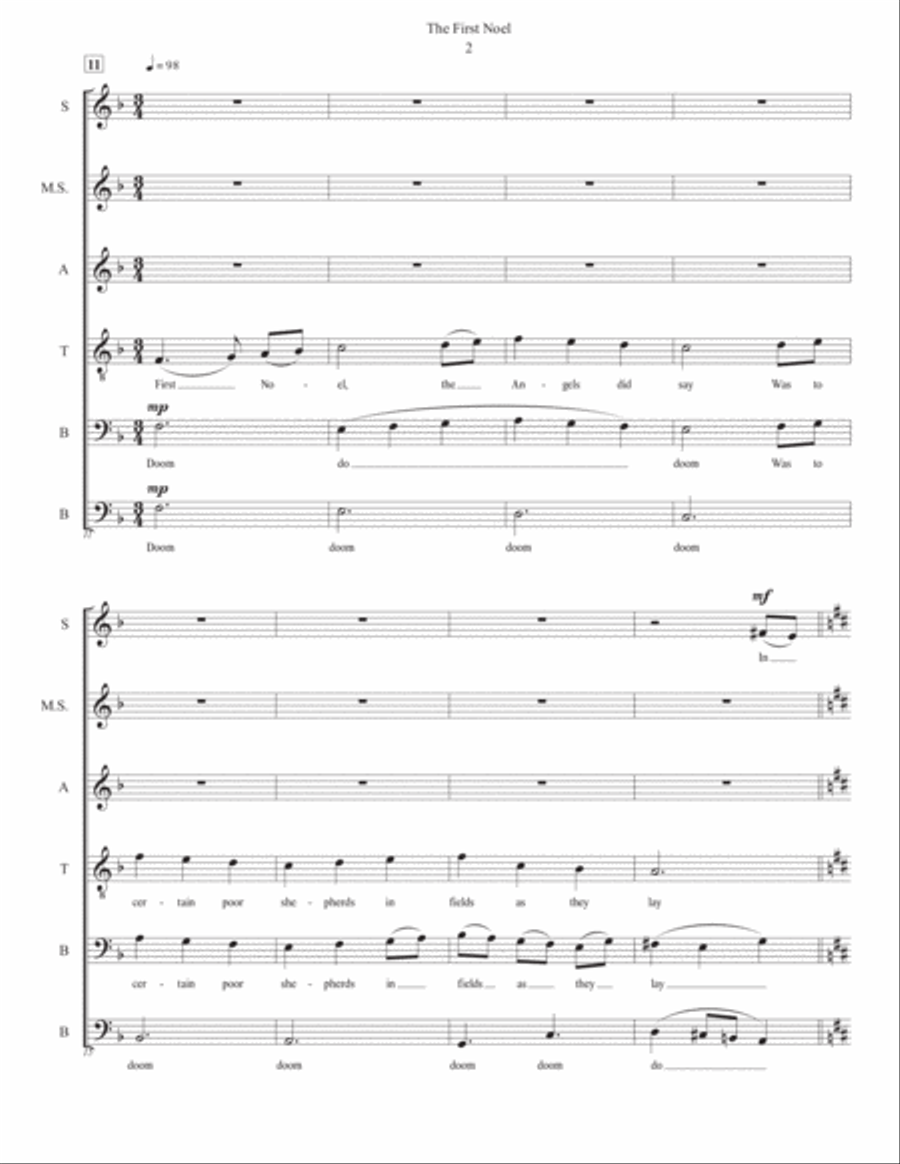 The First Noel - SSATBB Acappella Divisi scores gallery preview page 2