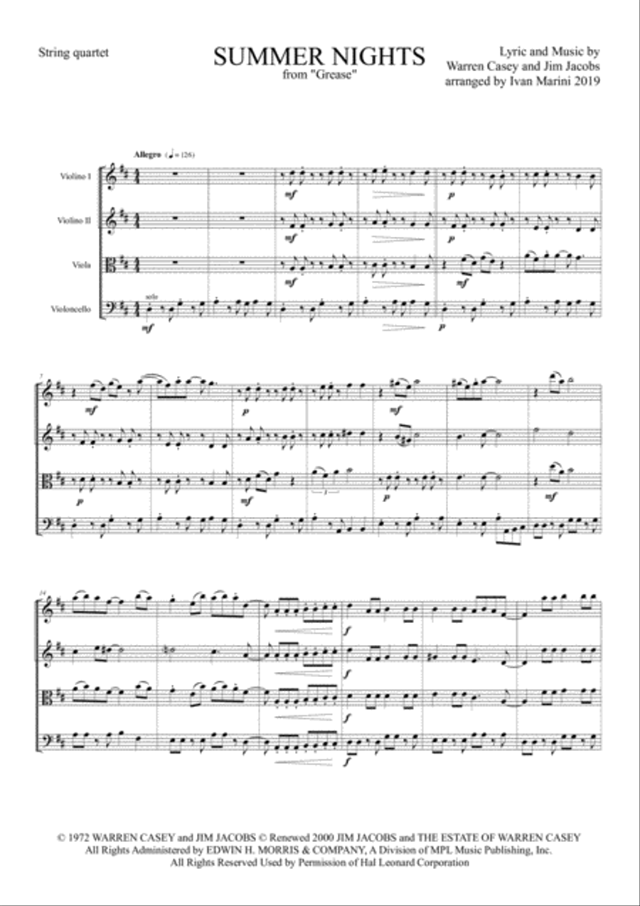 Summer Nights String Quartet scores gallery preview page 2