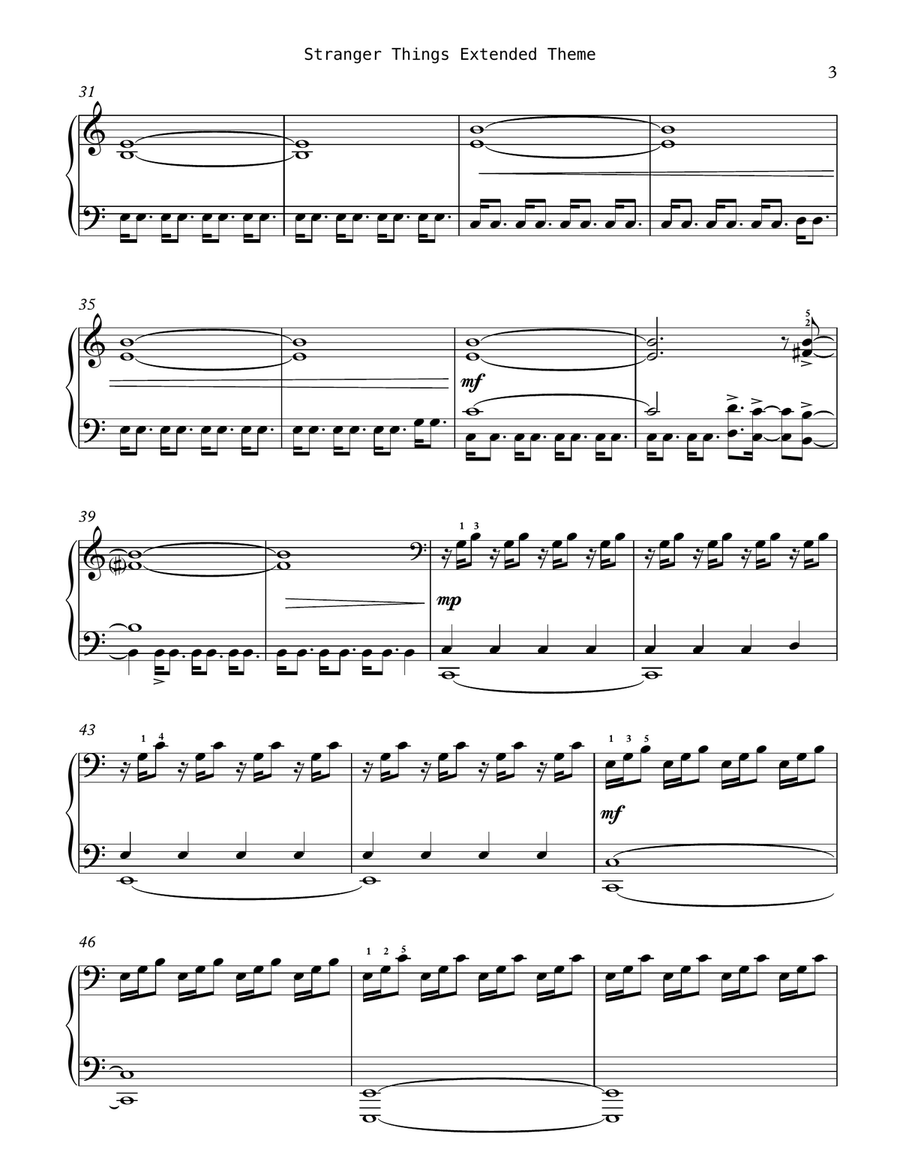 Stranger Things Main Title Theme Piano Solo scores gallery preview page 3