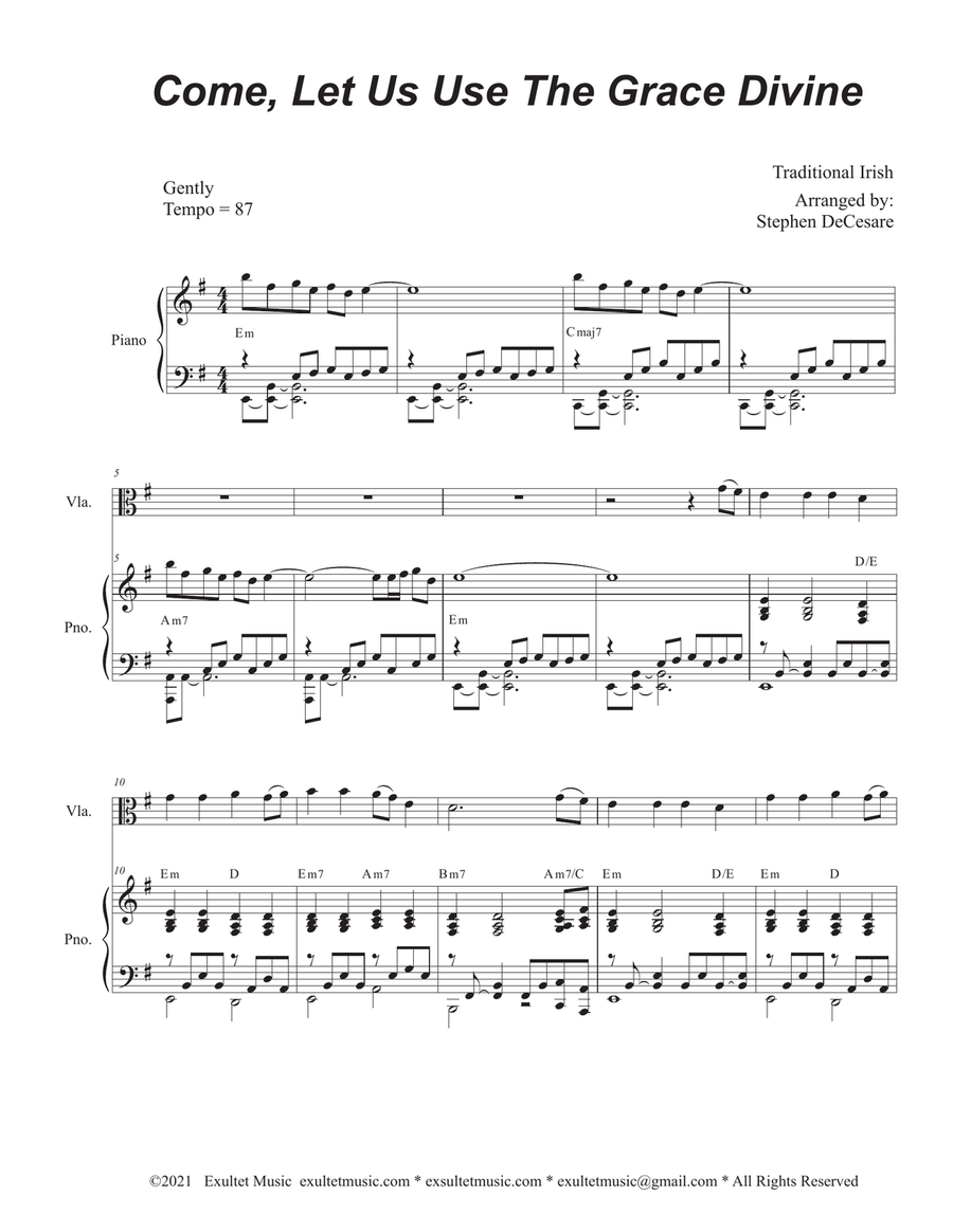 Come, Let Us Use The Grace Divine (Viola solo and Piano) Piano scores gallery preview page 2