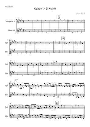 Canon in D Major (Johann Pachelbel) for Trumpet in Bb & Horn in F Duo