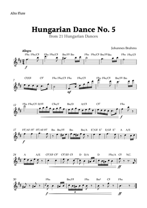 Hungarian Dance No. 5 by Brahms for Alto Flute Solo with Chords
