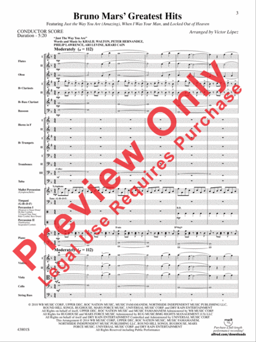 Bruno Mars' Greatest Hits Full Orchestra scores gallery preview page 4