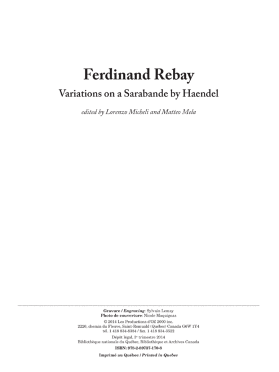 Variations on a Sarabande by Haendel Classical Guitar scores gallery preview page 1