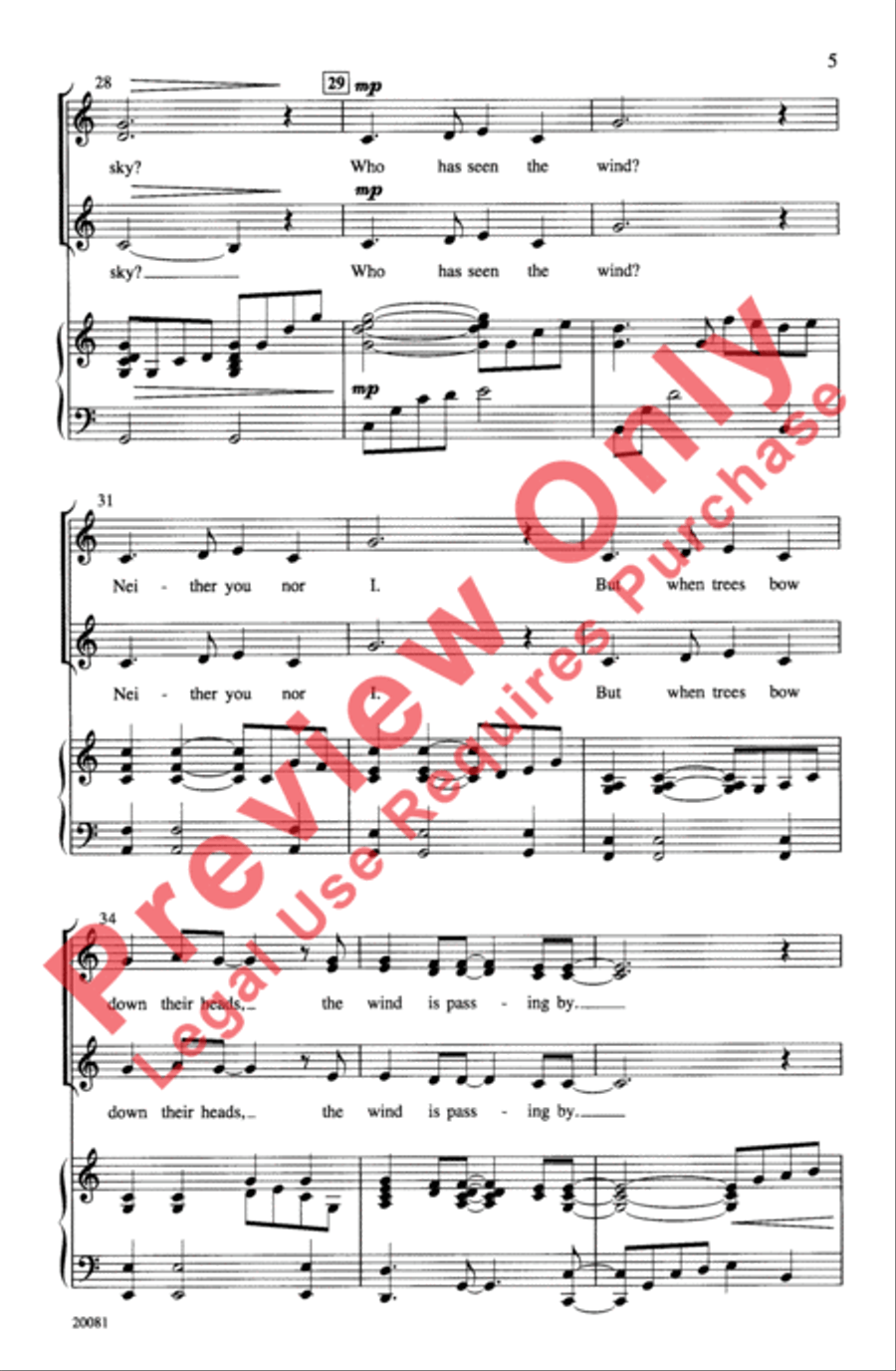 Who Has Seen the Wind? Women's Choir scores gallery preview page 5