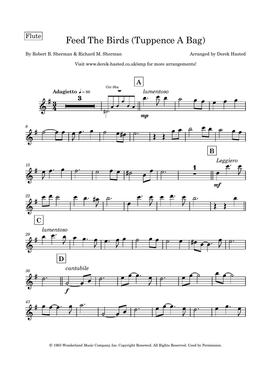Feed The Birds (tuppence A Bag) Flute scores gallery preview page 4