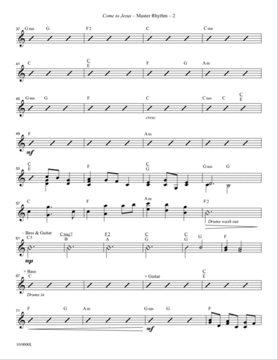 Come to Jesus (Rest in Him) - Master Rhythm Chart Rhythm Section scores gallery preview page 2