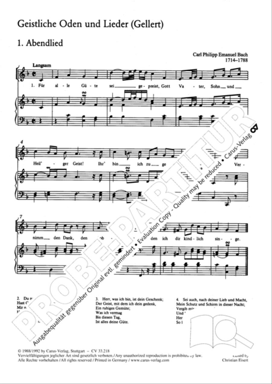 Geistliche Oden und Lieder (Gellert) Collection / Songbook scores gallery preview page 10