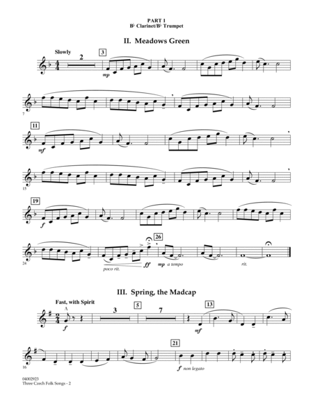 Three Czech Folk Songs - Pt.1 - Bb Clarinet/Bb Trumpet