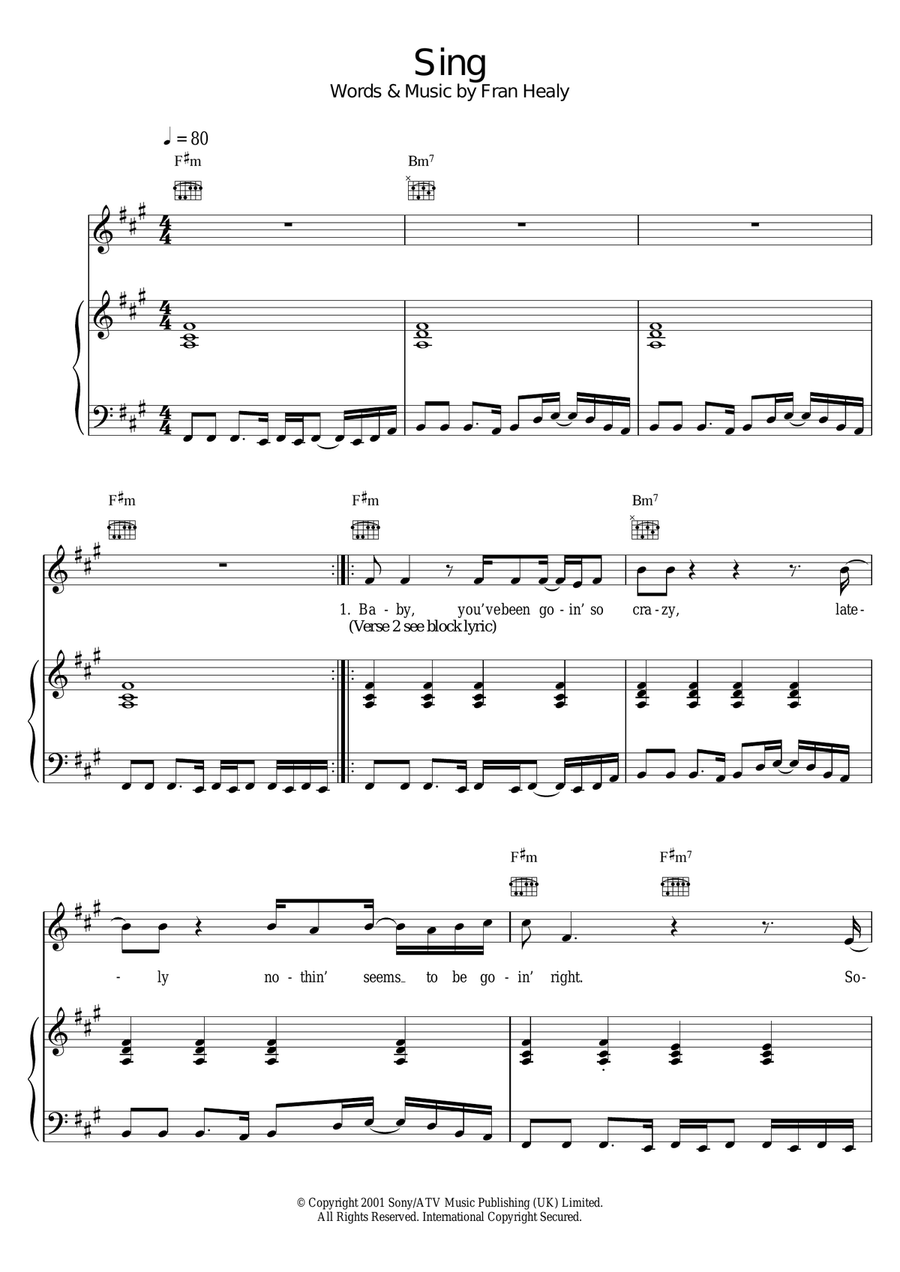 Sing Piano, Vocal, Guitar scores gallery preview page 1