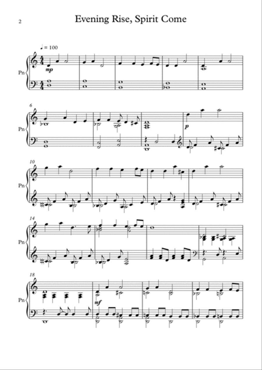 Evening Rise Spirit Come (Piano Solo) Piano Solo scores gallery preview page 2