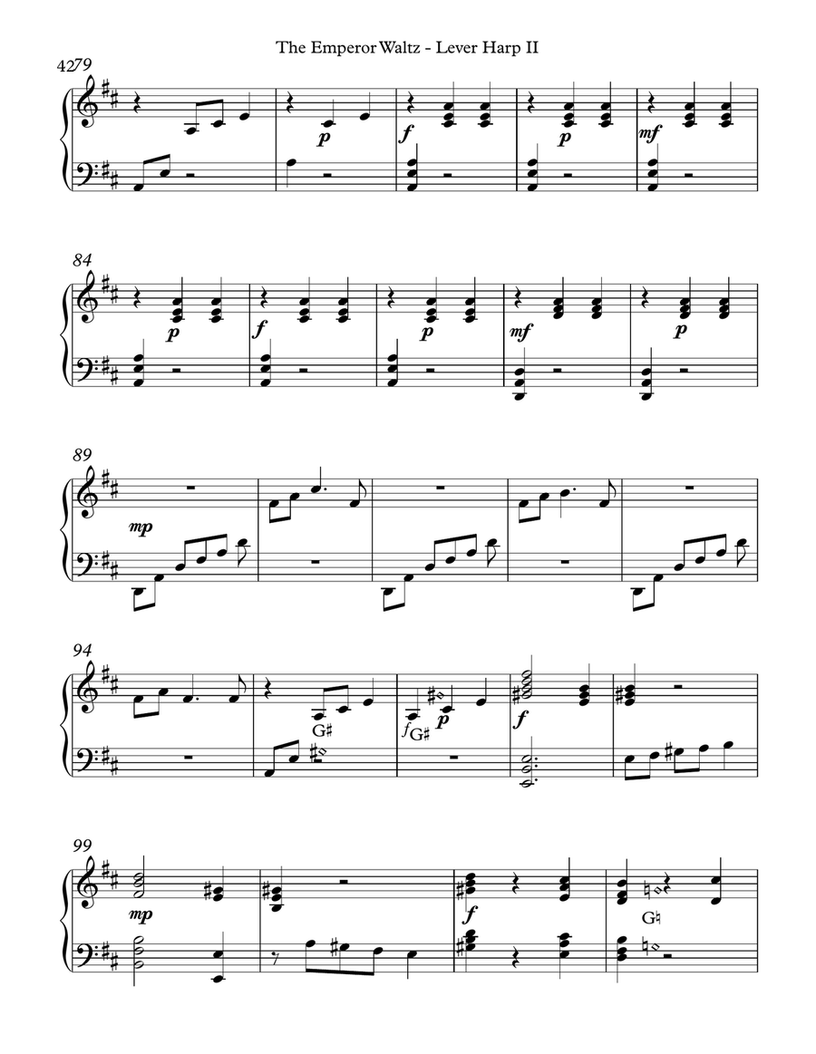 The Emperor Waltz, Lever Harp II Celtic Harp scores gallery preview page 5
