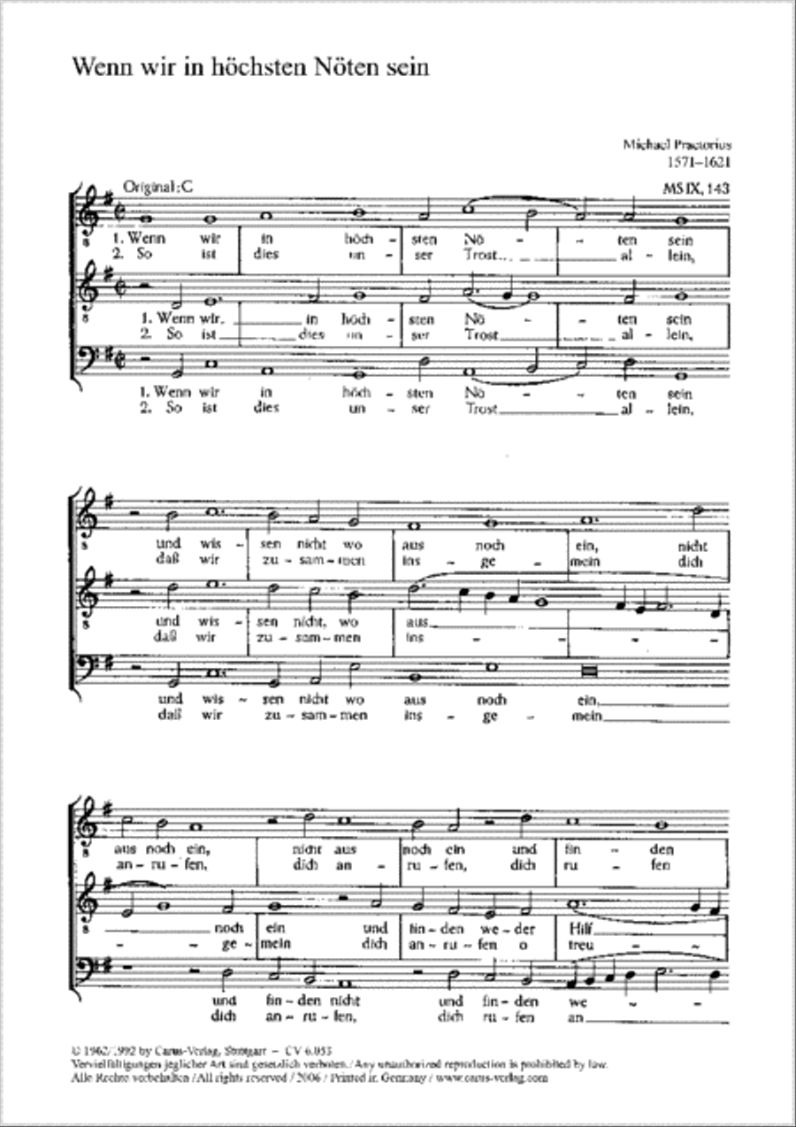 When in the hour of utmost need (Wenn wir in hochsten Noten sein) TTB scores gallery preview page 1