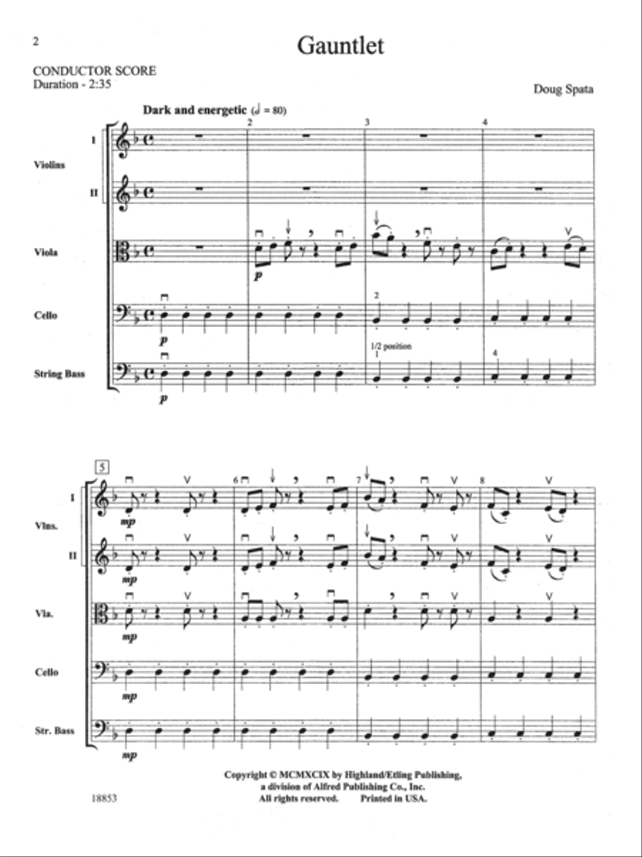 Gauntlet: Score String Orchestra scores gallery preview page 1
