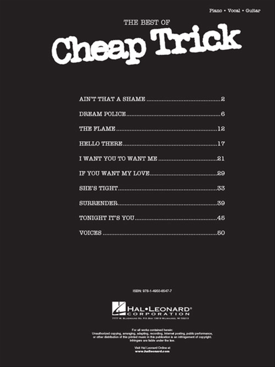 The Best of Cheap Trick Piano, Vocal, Guitar scores gallery preview page 2
