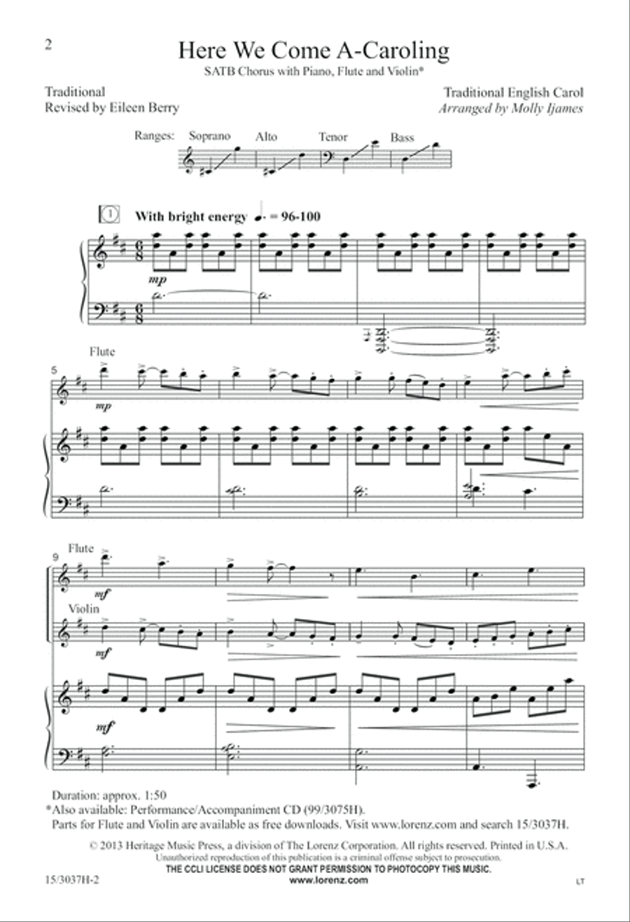 Here We Come A-Caroling Here We Come A-Caroling 4-Part scores gallery preview page 2